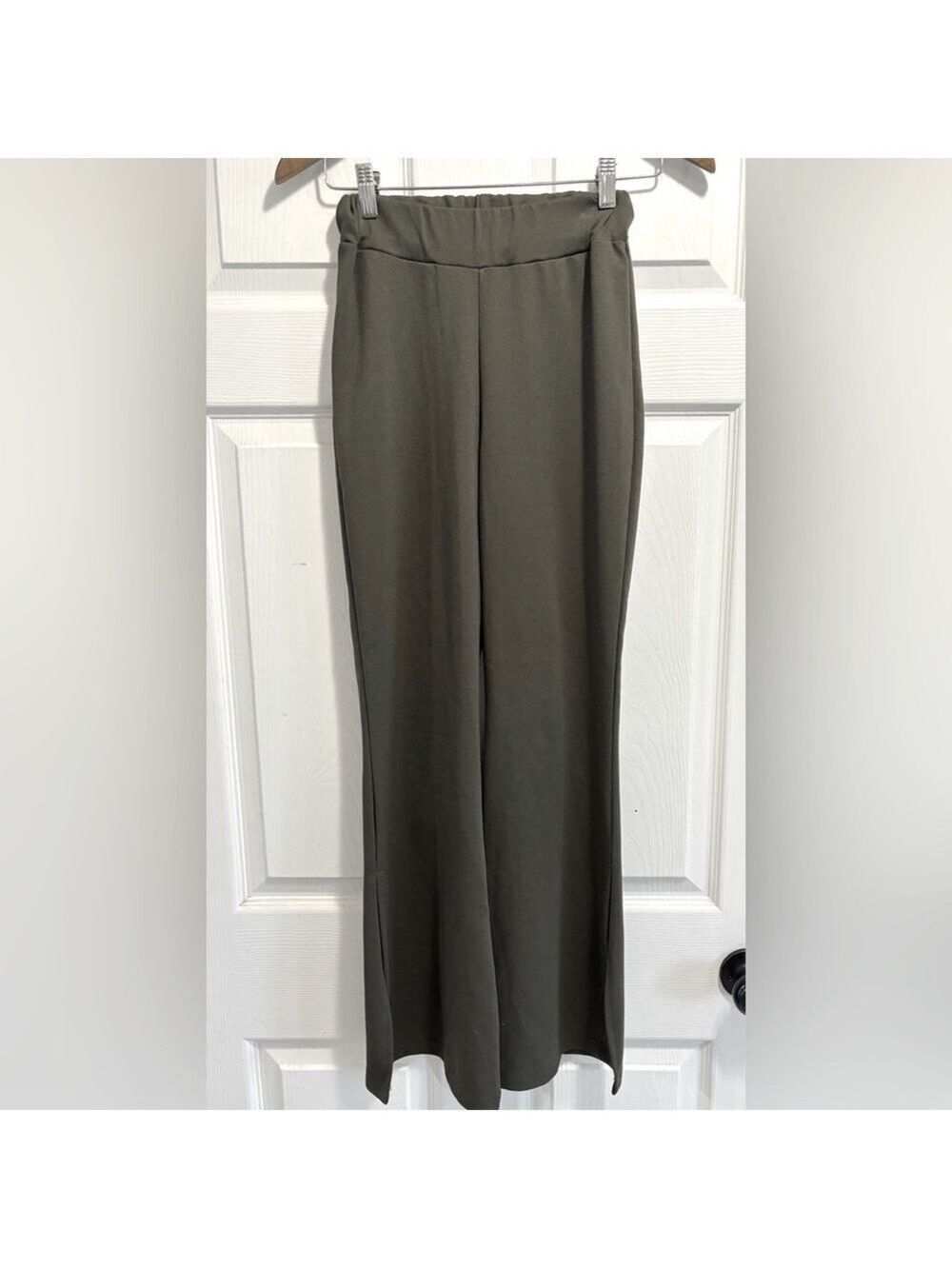 OAK + FORT Pull On Flare Split Hem Pants Forrest Green Trousers Size Small
